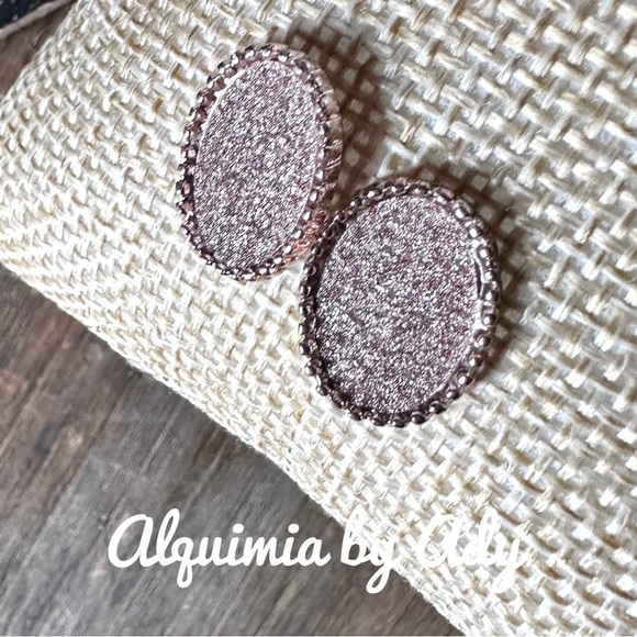 Alquimia Pink Sparkling Textured Earrings - Picture 1 of 1